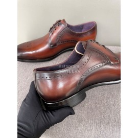 Berluti Fashion Cowhide Lace Up Business Shoes For Men Brown