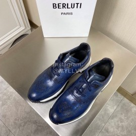 Berluti Leather Lace Up Sneakers For Men Blue