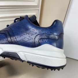 Berluti Leather Lace Up Sneakers For Men Blue