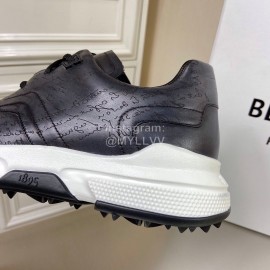 Berluti Leather Lace Up Sneakers For Men Dark Gray