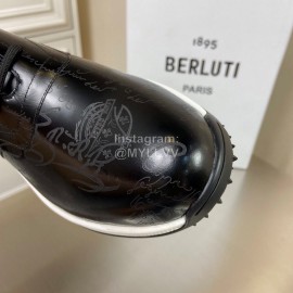 Berluti Leather Lace Up Sneakers Black For Men