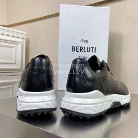 Berluti Leather Lace Up Sneakers Black For Men