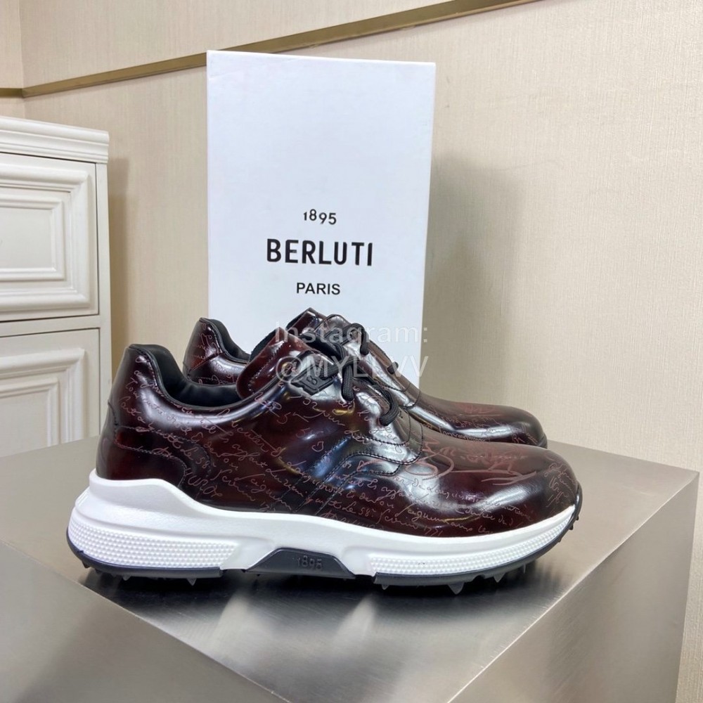 Berluti Leather Lace Up Sneakers For Men