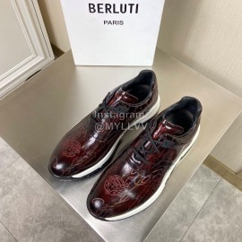 Berluti Leather Lace Up Sneakers For Men