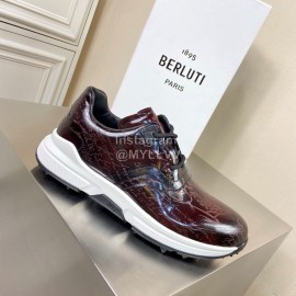 Berluti Leather Lace Up Sneakers For Men