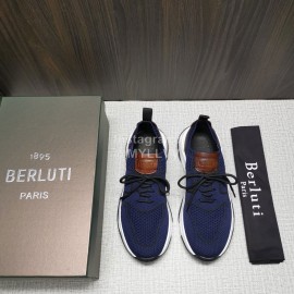 Berluti Light Mesh Lace Up Sneakers For Men Blue