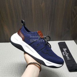 Berluti Light Mesh Lace Up Sneakers For Men Blue
