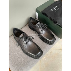 Berluti Lace Up Square Head Leather Shoes For Men Black