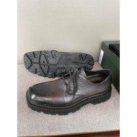 Berluti Lace Up Square Head Leather Shoes For Men Black