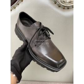 Berluti Lace Up Square Head Leather Shoes For Men Black