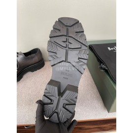 Berluti Lace Up Square Head Leather Shoes For Men Black