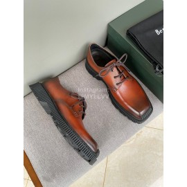 Berluti Lace Up Square Head Leather Shoes For Men Brown