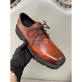 Berluti Lace Up Square Head Leather Shoes For Men Brown