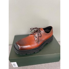 Berluti Lace Up Square Head Leather Shoes For Men Brown