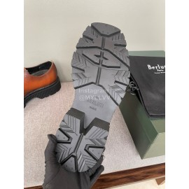 Berluti Lace Up Square Head Leather Shoes For Men Brown