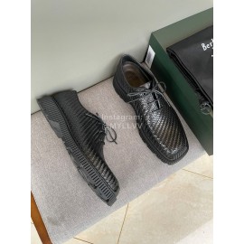 Berluti Lace Up Square Head Woven Cowhide Shoes For Men Black