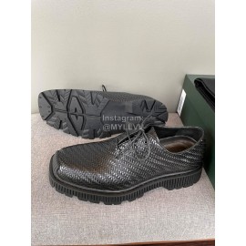 Berluti Lace Up Square Head Woven Cowhide Shoes For Men Black