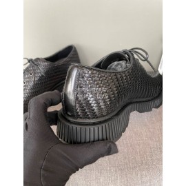 Berluti Lace Up Square Head Woven Cowhide Shoes For Men Black