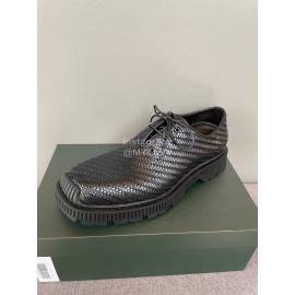 Berluti Lace Up Square Head Woven Cowhide Shoes For Men Black