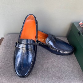 Berluti New Calf Leather Business Casual Shoes For Men Navy