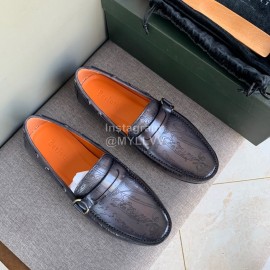 Berluti New Calf Leather Business Casual Shoes For Men Grayish Purple