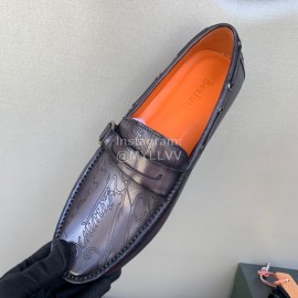 Berluti New Calf Leather Business Casual Shoes For Men Grayish Purple