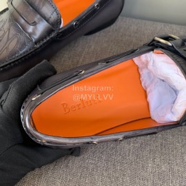 Berluti New Calf Leather Business Casual Shoes For Men Grayish Purple