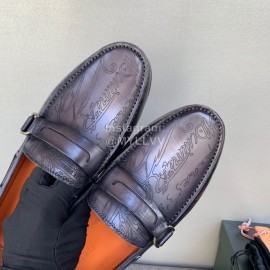 Berluti New Calf Leather Business Casual Shoes For Men Grayish Purple