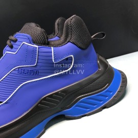 Berluti Silk Leather Casual Sneakers For Men Blue