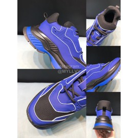 Berluti Silk Leather Casual Sneakers For Men Blue