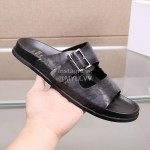 Berluti Egio Scritto Leather Slippers For Men Dark Gray