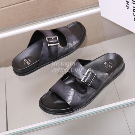 Berluti Egio Scritto Leather Slippers For Men Dark Gray