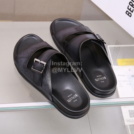 Berluti Egio Scritto Leather Slippers For Men Dark Gray