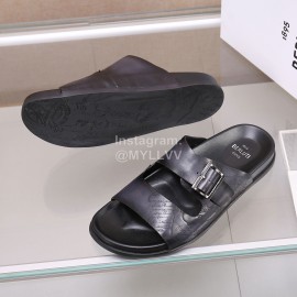 Berluti Egio Scritto Leather Slippers For Men Dark Gray