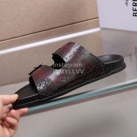 Berluti Egio Scritto Leather Slippers For Men Red