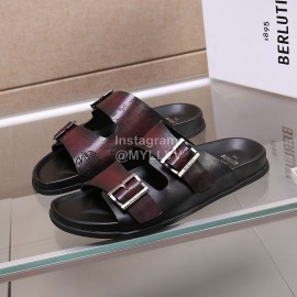 Berluti Egio Scritto Leather Slippers For Men Red