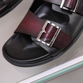 Berluti Egio Scritto Leather Slippers For Men Red