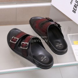 Berluti Egio Scritto Leather Slippers For Men Red