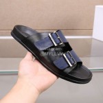 Berluti Egio Scritto Leather Slippers For Men Blue