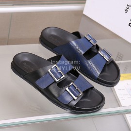 Berluti Egio Scritto Leather Slippers For Men Blue
