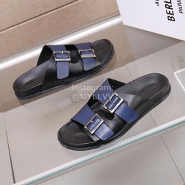 Berluti Egio Scritto Leather Slippers For Men Blue