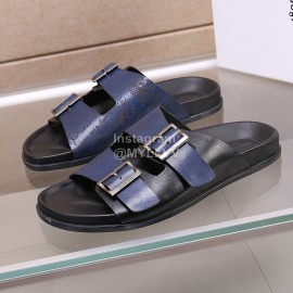 Berluti Egio Scritto Leather Slippers For Men Blue