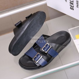 Berluti Egio Scritto Leather Slippers For Men Blue