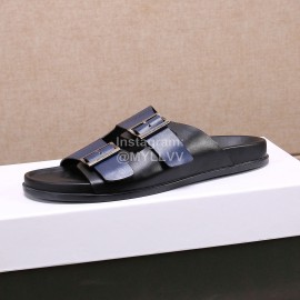 Berluti Egio Scritto Leather Slippers For Men Blue