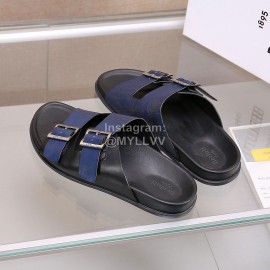 Berluti Egio Scritto Leather Slippers For Men Blue
