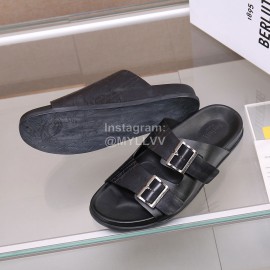 Berluti Egio Scritto Leather Slippers For Men Black