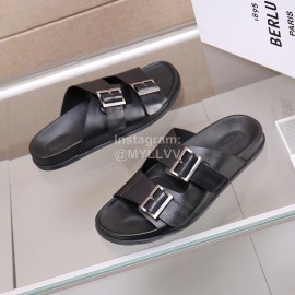 Berluti Egio Scritto Leather Slippers For Men Black