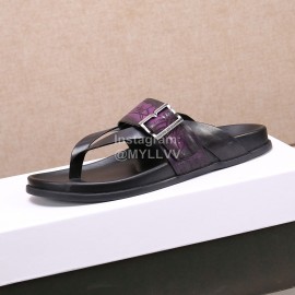 Berluti Egio Scritto Leather Flip Flops For Men Purple