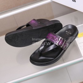 Berluti Egio Scritto Leather Flip Flops For Men Purple