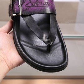 Berluti Egio Scritto Leather Flip Flops For Men Purple
